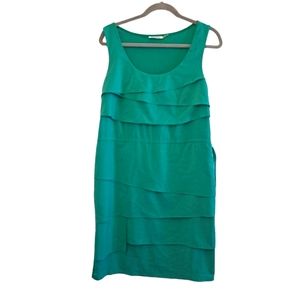 Calvin Klein Sleeveless Ruffle Tiered Dress Green Turquoise Size 8